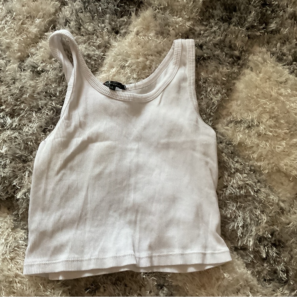 White Ribbed Tank Top